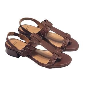 Aquatalia Haiden Calf Carmel woven leather sandals women's 7